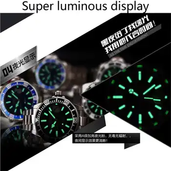 LOREO Mens Watches Top Luxury Brand Diving Series Waterproof 200M Stainless Steel Wristwatches Man Seagull Mechanical Watch