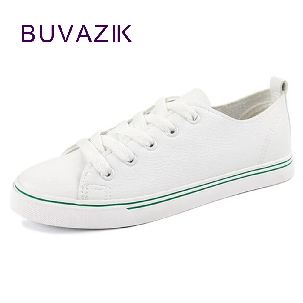 

Summer 2018 women's white shoes leather fashion sneakers lacing Ladies Breathable Soft footwear