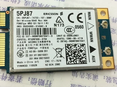 3G WLAN для Ericsson F3607GW HS2330 DW5540 H039R 5PJ87 C680R GPS GSM WCDMA HSDPA DELL E6400 E6500 E6410 E6510 E4200 | Компьютеры и