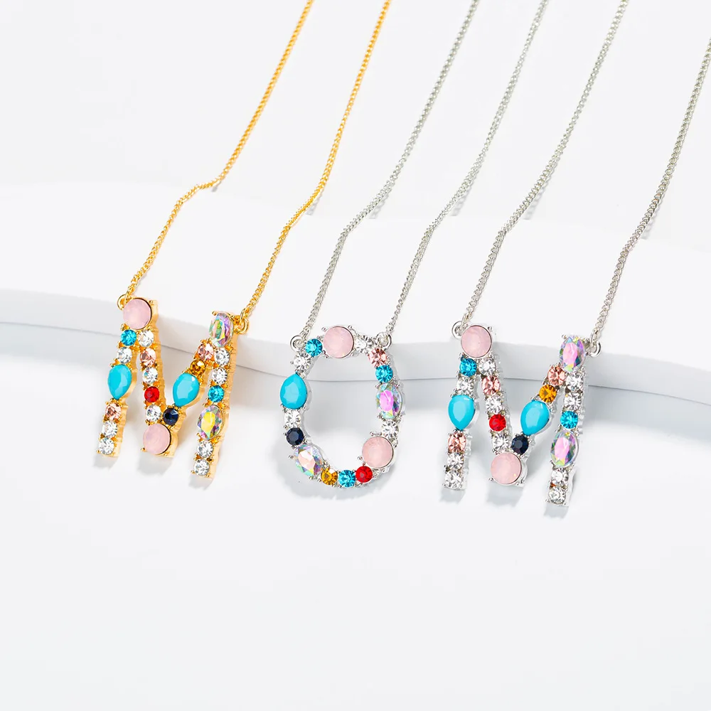 ZWPON красочное ожерелье с кубическим цирконием, Кристаллами, опалом, буквой алфавита, именем, женское персонализированное колье, ювелирное изделие
