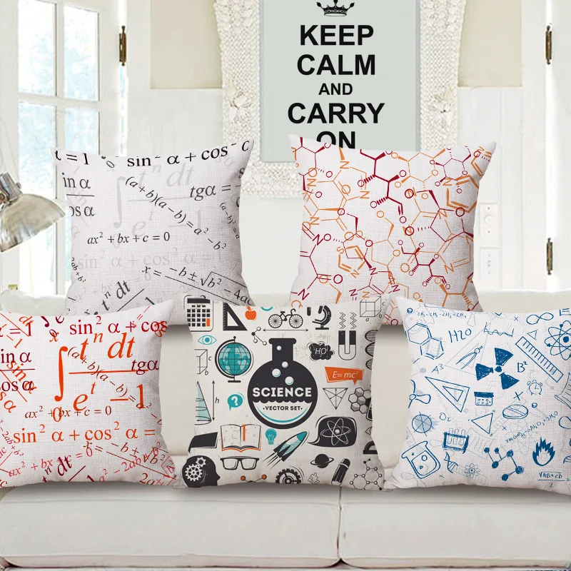 

Personalized mathematical formulas pattern pillow cover, Chemical formulas cushion cover, teaching cotton pillowcase