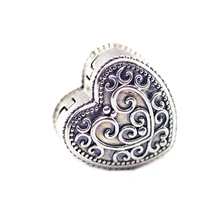 DIY Подходит для Pandora шармы браслеты Зачарованные Сердце Клип бусины стерлингового серебра 925-ювелирные изделия