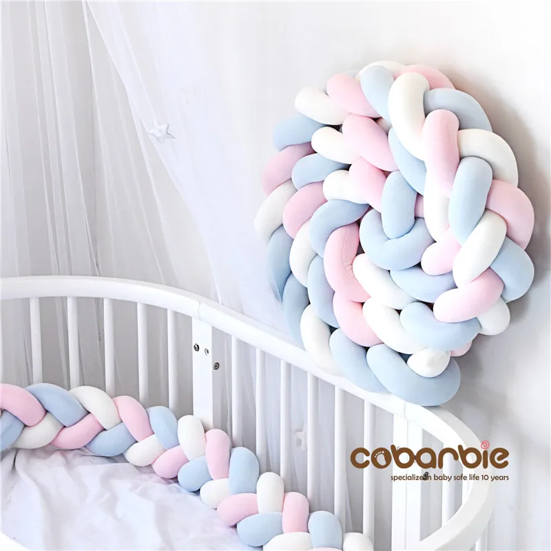 300 Cm Baby Braided Crib Bumpers Knot Pillow Cushion Nursery