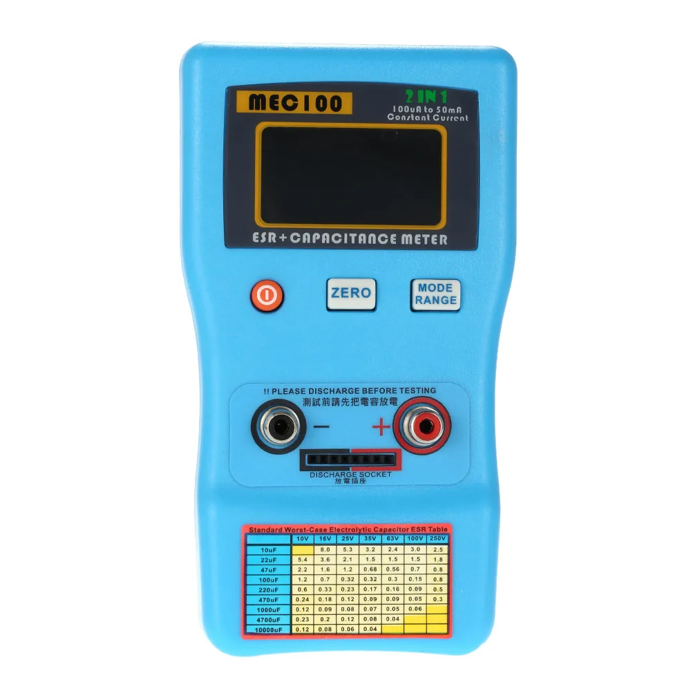 

2 in 1 Digital Auto-ranging Capacitor ESR Meter Quality Capacitance Tester Internal Resistance Measurement with SMD Test Clips