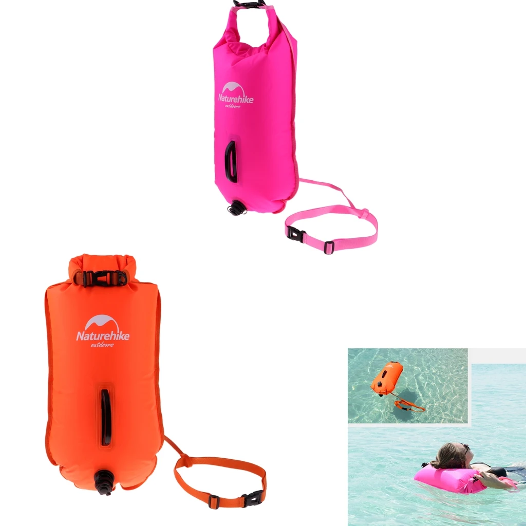 High Visibility Waterproof Inflatable Safety Swim Buoy Tow Float Dry Bag Waist Belt for Open Water Swimming SUP Kayak Canoe Surf
