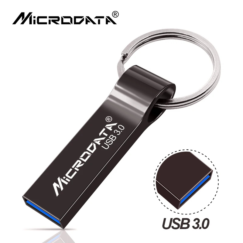 Металлический USB флеш-накопитель, USB 3,0, водонепроницаемая флешка, 32 ГБ, 16 ГБ, флеш-накопитель, 64 ГБ, 128 ГБ, usb флешка для ПК с бесплатным кольцом для ключей