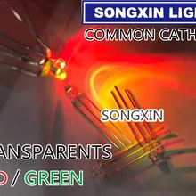 100 шт. 3 мм светодиодный двухцветный прозрачный общий катод круглый светильник с двумя двойными красными зелеными плагинами красный/YG