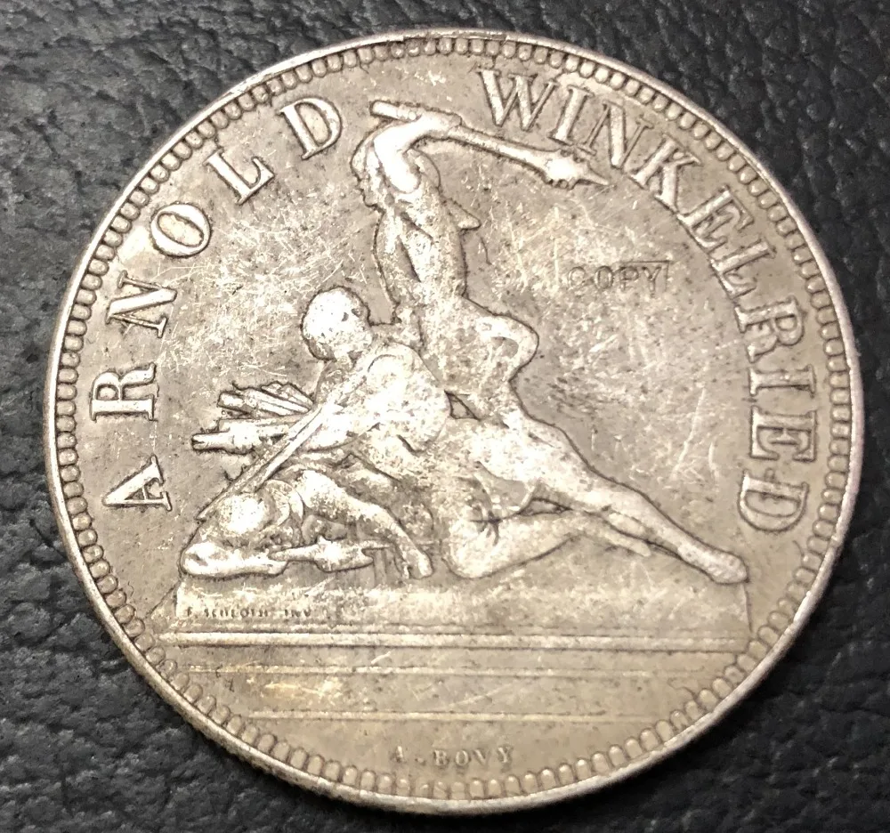 1861 Швейцария 5 Франкен съёмка фестиваль Посеребренная монета КОПИЯ | Дом и сад