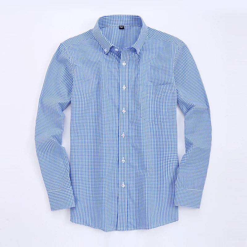 DAVYDAISY 100% Cotton Men Shirt Long Sleeved Plaid Striped Casual Business Dress Shirts DS151