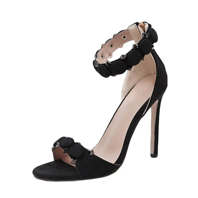 Летние пикантные женские босоножки на высоком каблуке обувь с заклепками и пряжкой новые полусапожки с открытым носком сандалии-гладиаторы высокого качества, размеры 36-42 - Цвет: A