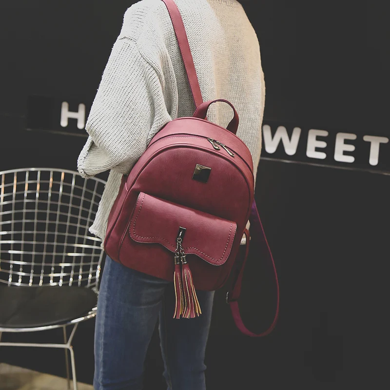 JANESPRI 2018 New Tassel Women Backpacks PU Leather Lady Backpacks High Quality Fashion Girls Backpack Cute School Bag Mochilas (25)