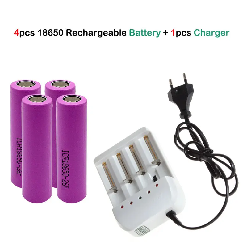 

4PCS MJKAA 2600mHA Lithium Battery 3.7V Universal Charger Battery Model 18650 + A Four-cell Charger