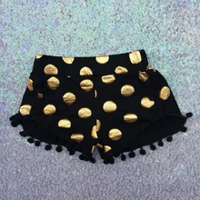 Шорты в Золотой горошек для девочек, шорты с помпонами в горошек, розовые шорты с помпонами в цветочек, леопардовые шорты с рисунком зебры для маленьких девочек