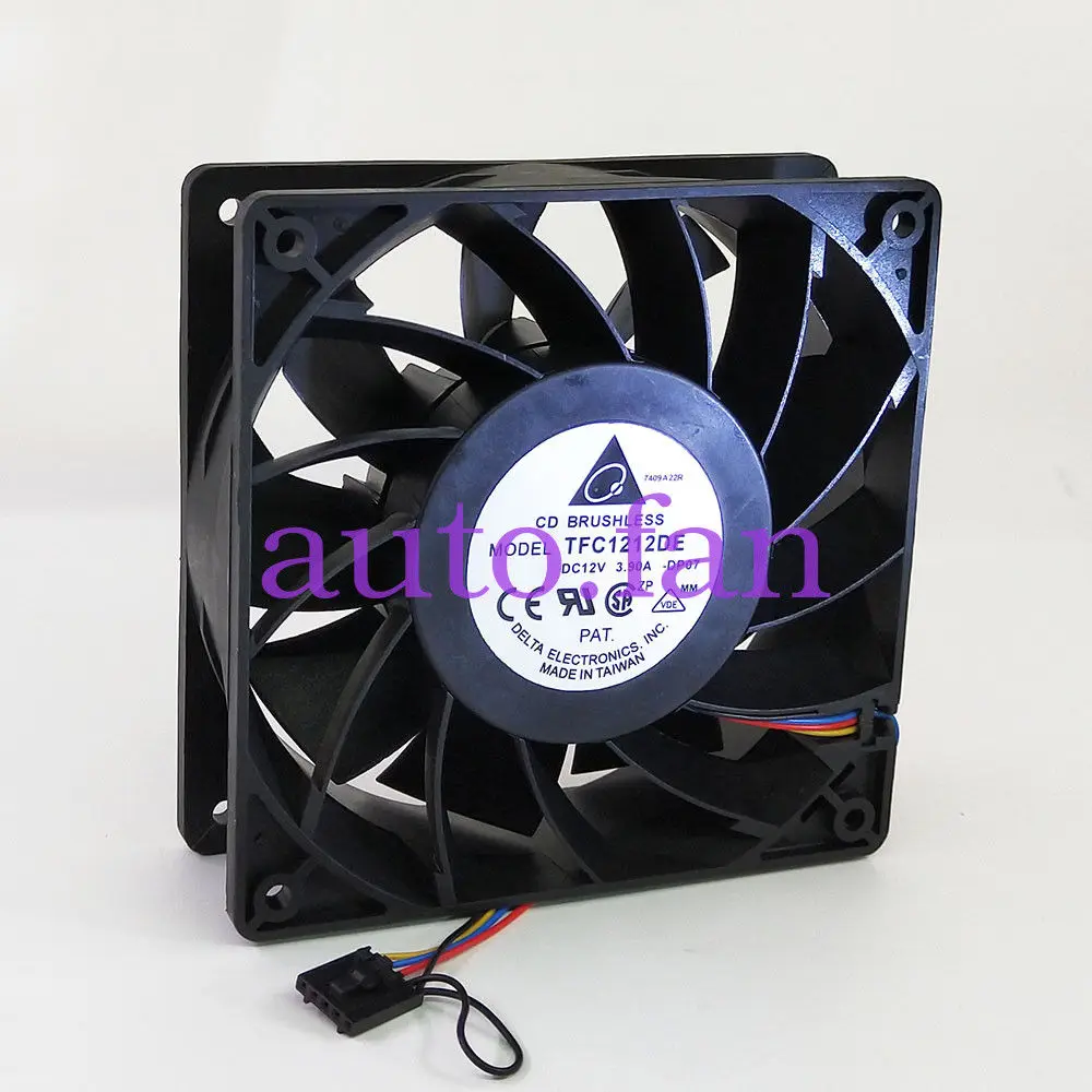 

Computer PC Case Fan For TFC1212DE Delta 120mm DC 12V 5200RPM 252CFM For Bitcoin Miner Powerful Server Case AXIAL cooling Fan