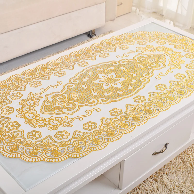

Oval PVC Nappe Tablecloth Plastic Oilproof Dining Tablecloth Bronzing Printed Table Cover Table Mat Overlay Placemat Nappe