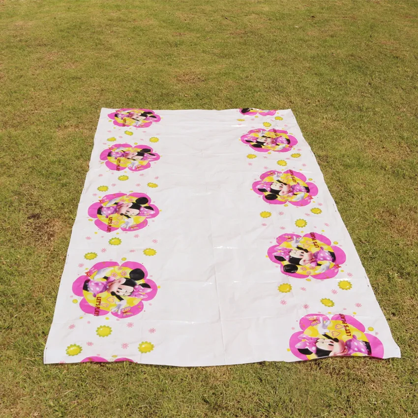 1pc 180*108cm Cartoon Minnie Mouse Disposable Table Cloth Table Cover