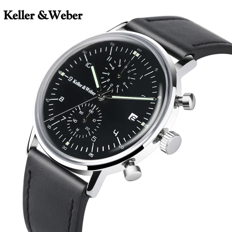 

Keller & Weber Top Chronograph Men Watches Date Fashion Waterproof Sport Quartz Watch Analog Business Wristwatch Dress Hour Gift