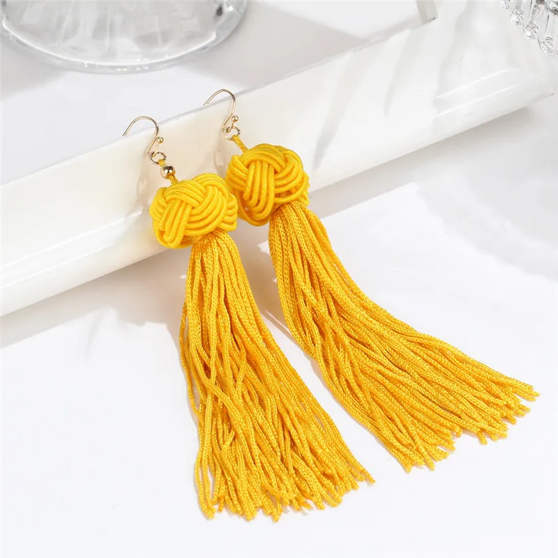 Bohemian Handmade Weave Drop Earrings Fashion Long Tassel Earrings for Women Statement Fringing Jewelry valentines day gift