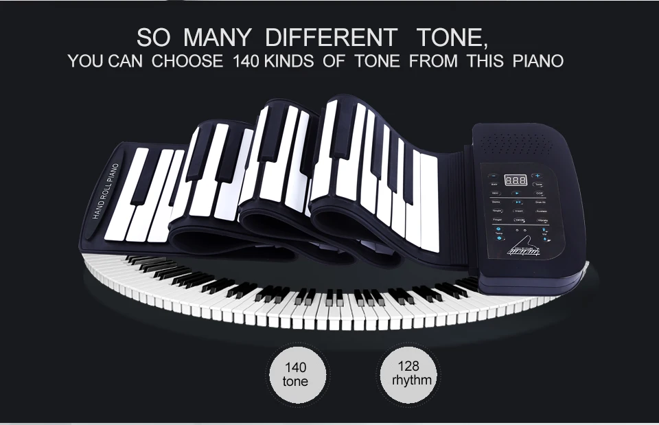 61 клавиша, 128, синтезированные тона, электронное пианино, кремниевое рулонное пианино, 100, заданные ритмы с мягкой клавиатурой для детей, образование