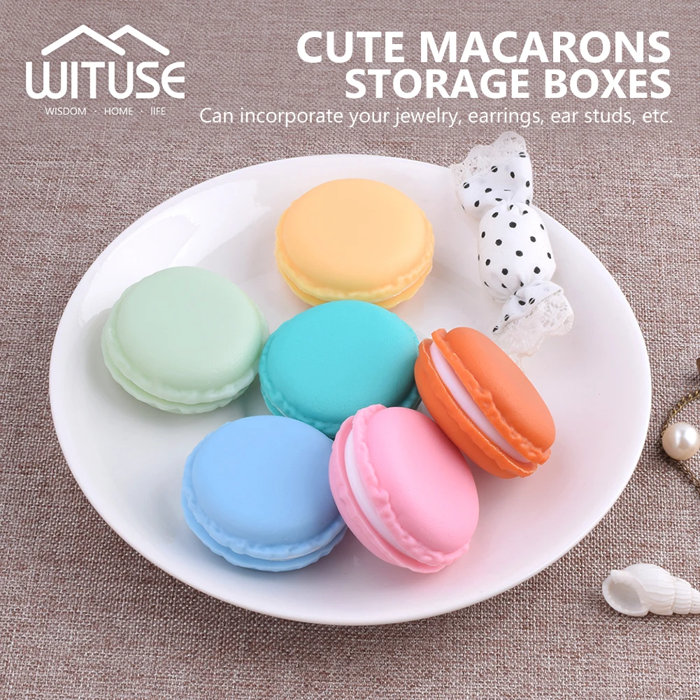 

WITUSE Candy Color Cute Mini Macarons Jewelry Ring Necklace Display Carrying Case Earphone Organizer Storage Box Case