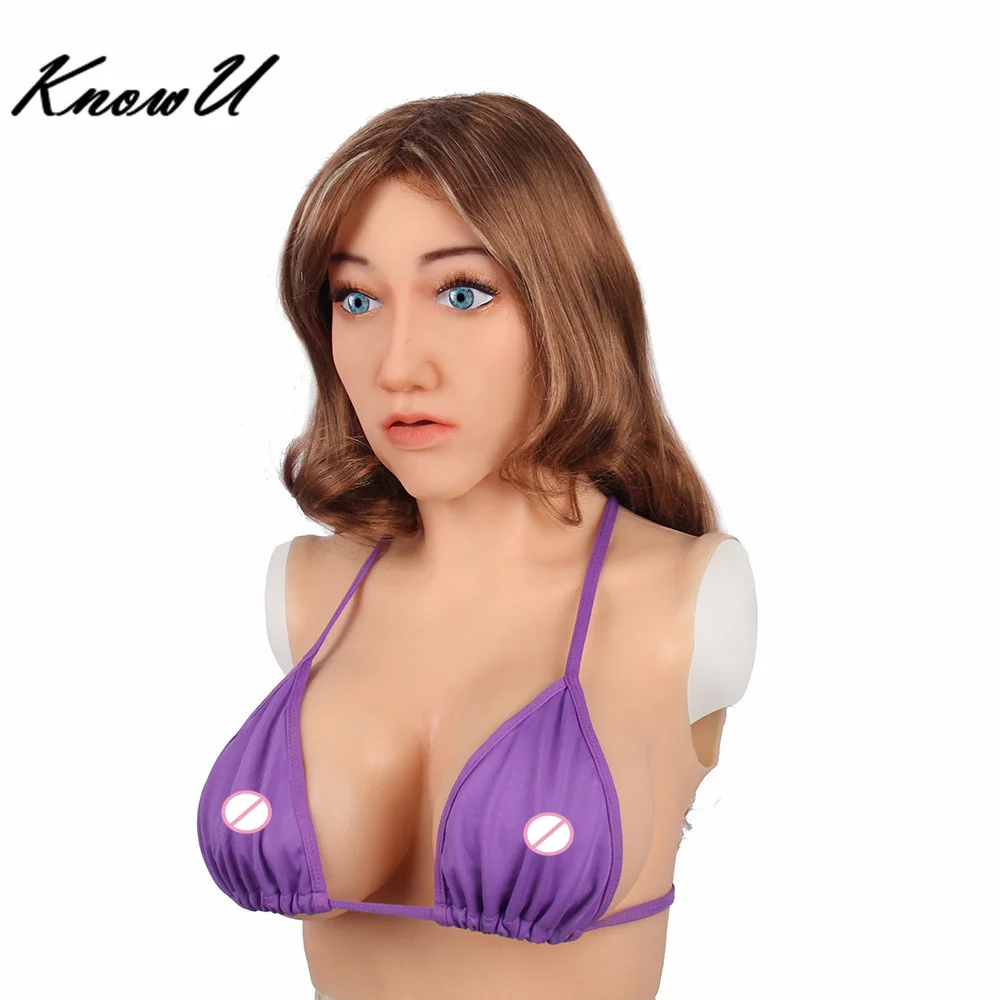 

KnowU E Cup Silicone Headwear With Breast Forms Mask For Crossdresser máscara de silicona femenina silikonowa maska kobieca