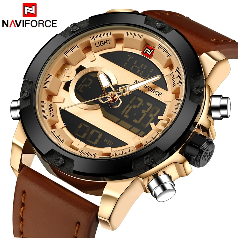 Tanie NAVIFORCE Top luksusowa marka mężczyźni Sport zegarki męskie kwarcowy analogowy zegar z podświetleniem led człowiek wojskowy wodoodporny Wrist Watch relogio masculino