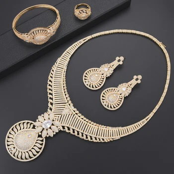 

missvikki Luxury Gold Design Fashion Round Pendant Indian Nigerian Jewelry Sets for Women Anniversary Party Jewelry Gift