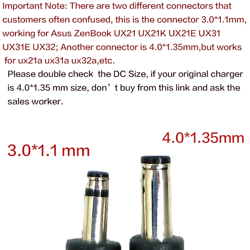 Портативное зарядное устройство 19V 2.37A 45W 3 0*1 1mm для ноутбука Asus Zenbook UX21 UX21E UX31UX31E UX31K