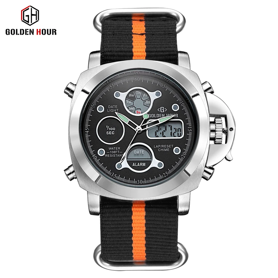 Sport-Herrenuhren, analog, digital, Dual-Display, Datum, Woche, Handgelenk, Herrenuhr, Canvas, coole Outdoor-Männerstunde_voghion.com