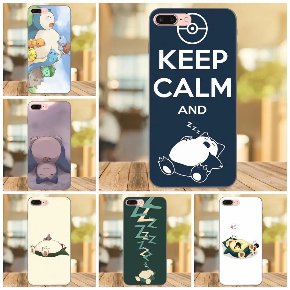 

Soft TPU Fashion Phone Case For Apple iPhone 4 4S 5 5S SE 6 6S 7 8 Plus X XS Max XR Keep Calm And Snorlax Sleep On Pokemons