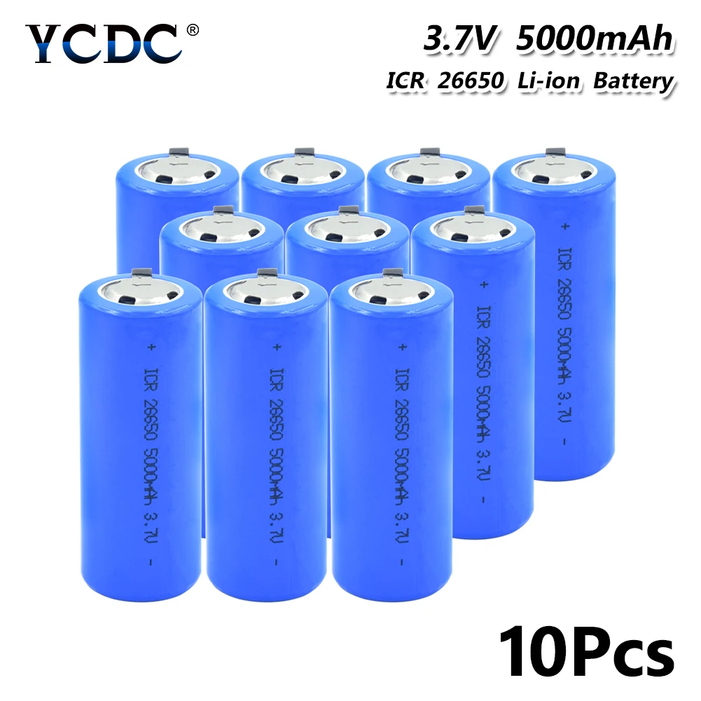 

26650 Lithium Li-polymer Battery 3.7V 5000mAh Rechargeable batteries power high discharge large current For Flashlight