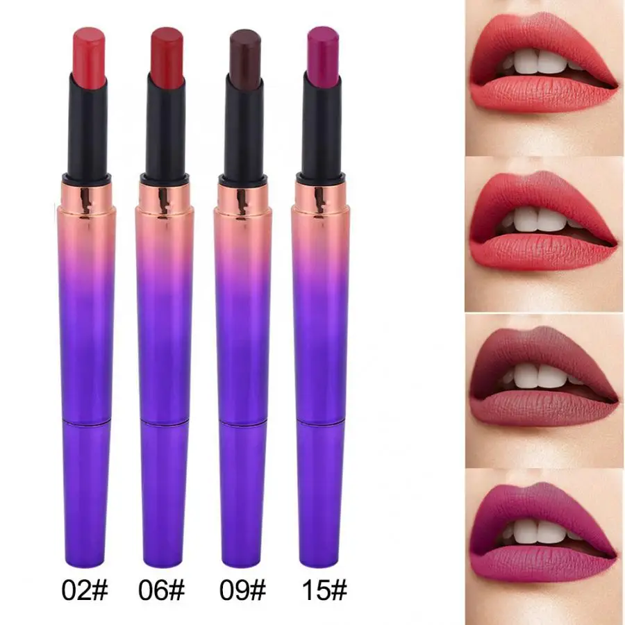 

Permanent 3.5ML 2 In 1 Double End Lipstick Lip Liner Makeup Semi-matte Long Lasting Lipstick Cosmetic Matte Lip Liner