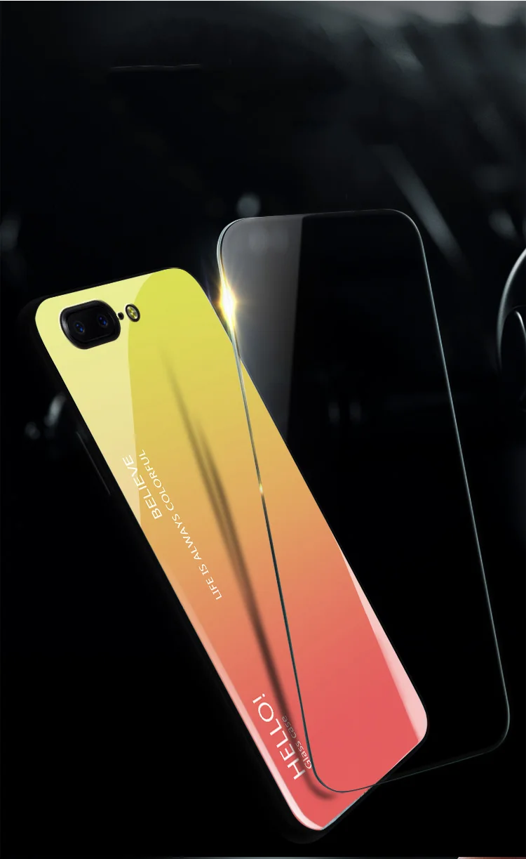 Чехол для OnePlus 5 5T роскошный чехол из твердого закаленного стекла с градиентной