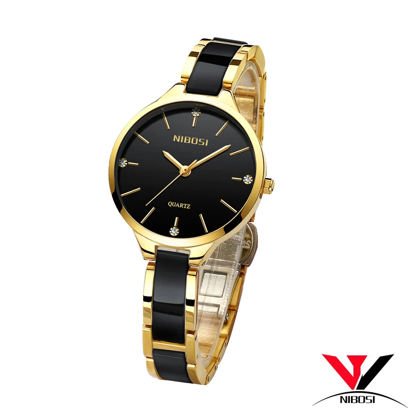 Часы женские наручные NIBOSI Для женщин часы Водонепроницаемый Лидирующий бренд роскошные часы Для женщин с керамикой и металлический ремешок часы женские