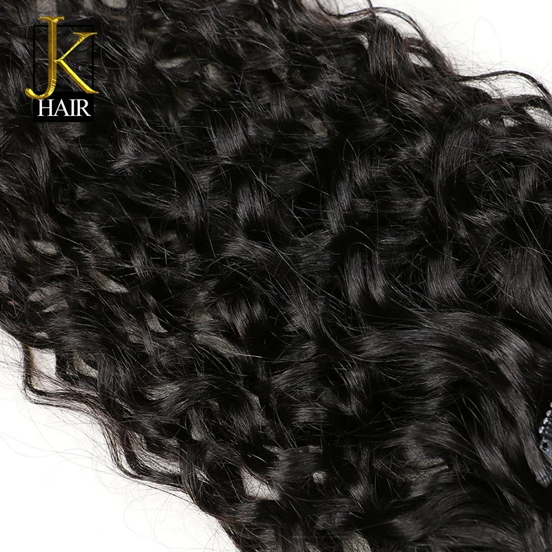 JK Волосы Бразильские Remy натуральные волнистые волосы для наращивания на клипсах