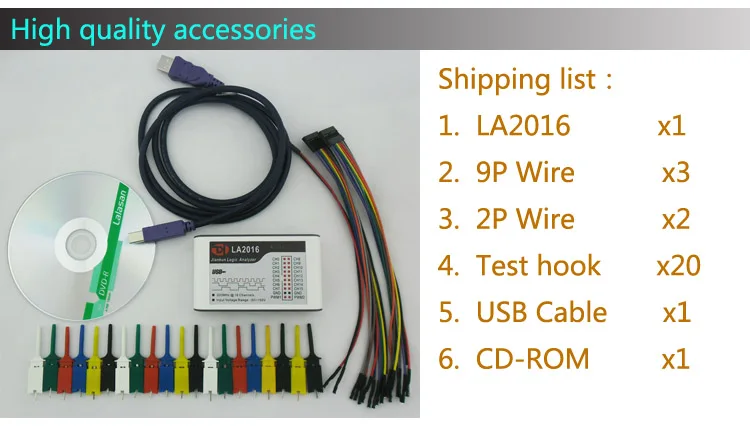 Kingst LA2016 USB логический анализатор 200 м Максимальная частота дискретизации, 16 каналов, 10B образцы, MCU, ARM, FPGA инструмент отладки, лот 3 за штуку