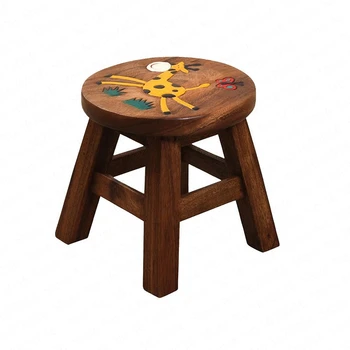 

Square Stool Solid Wood Small Bench Stool Portable Creative Children Cartoon Home Change Shoes Chair Baby Eating Seat Stool