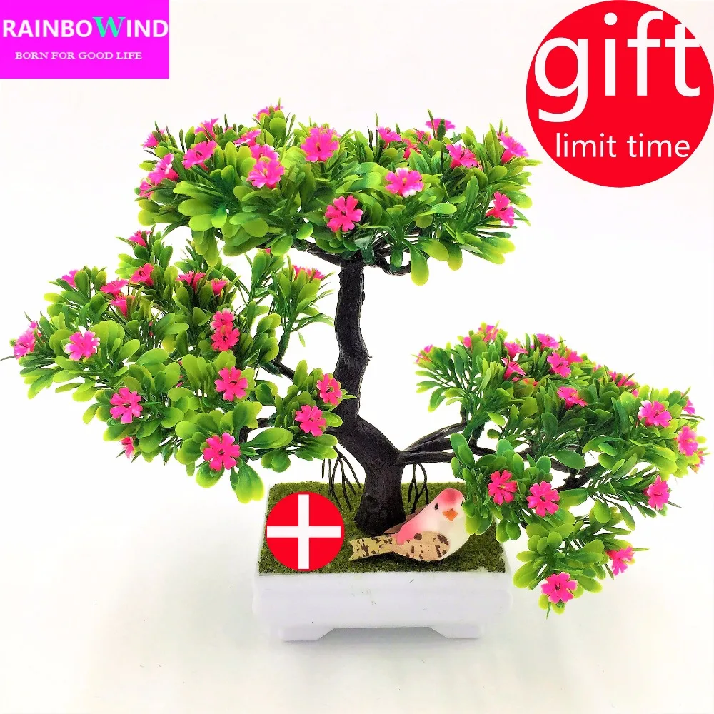 1pc Pine Bonsai Simulation round Decorative flowers and wreaths Artificial Flowers