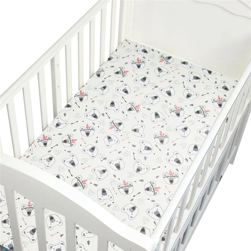 New Cotton Baby Crib Fitted Sheets Baby Crib Sheets Soft Breathable Baby Bed Mattress Cover Potector Newborn Bedding for Cot