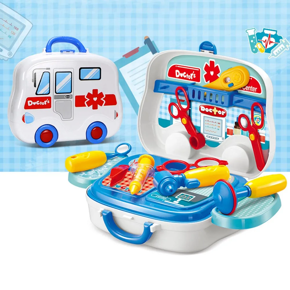 Детей Детский Набор доктора игрушка "Медсестра" комплект Портативный чемодан доктора медицинских комплект Детские развивающие Роль