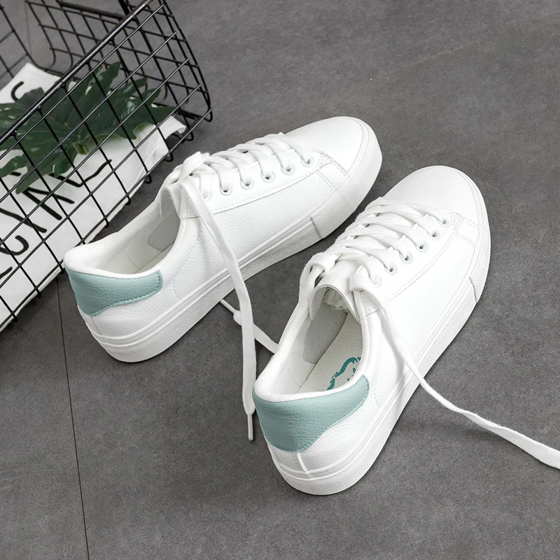 

Women White Shoes 2018 Autumn Shoes Women Sneakers Flat Leather Canvas Female White Board Casual Shoes