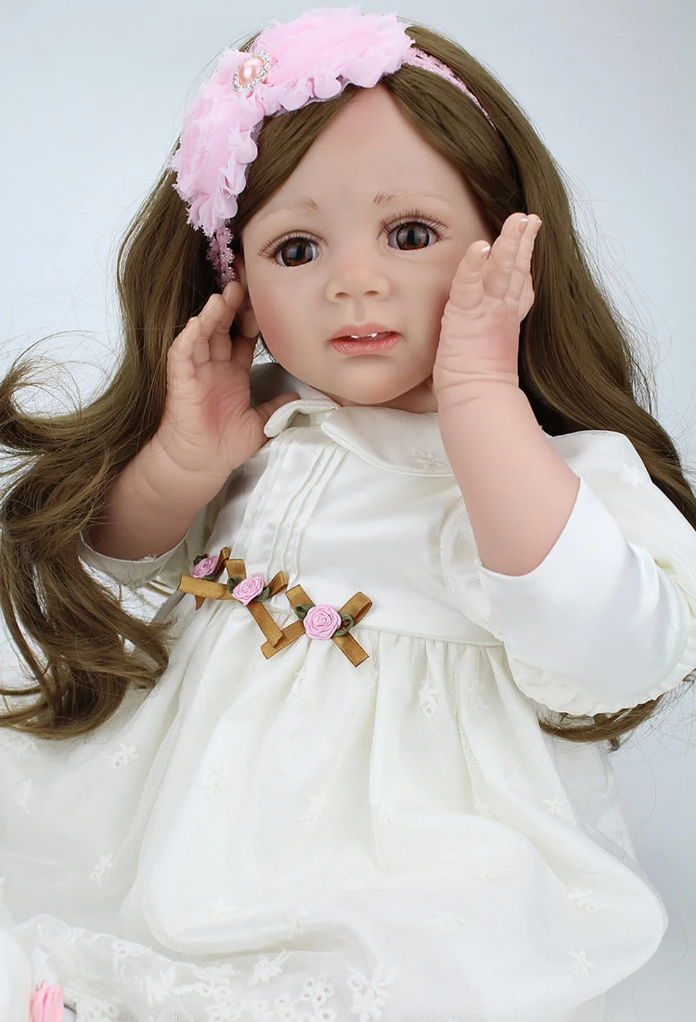 

24inch silicone princess toddler doll 60cm Reborn baby collectible doll lifelike girls vinyl newborn doll play house bonecas