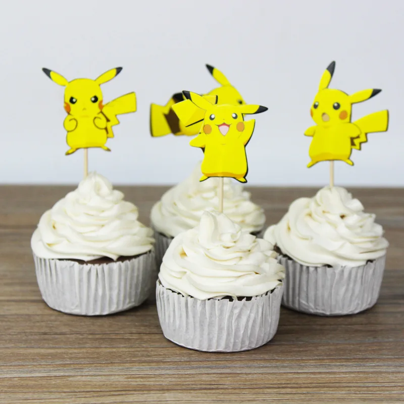 

24PCS Pokemon Pikachu Party Cupcake Toppers Picks Kids Birthday Party Favors Wedding Christmas Party Decoration Supplies
