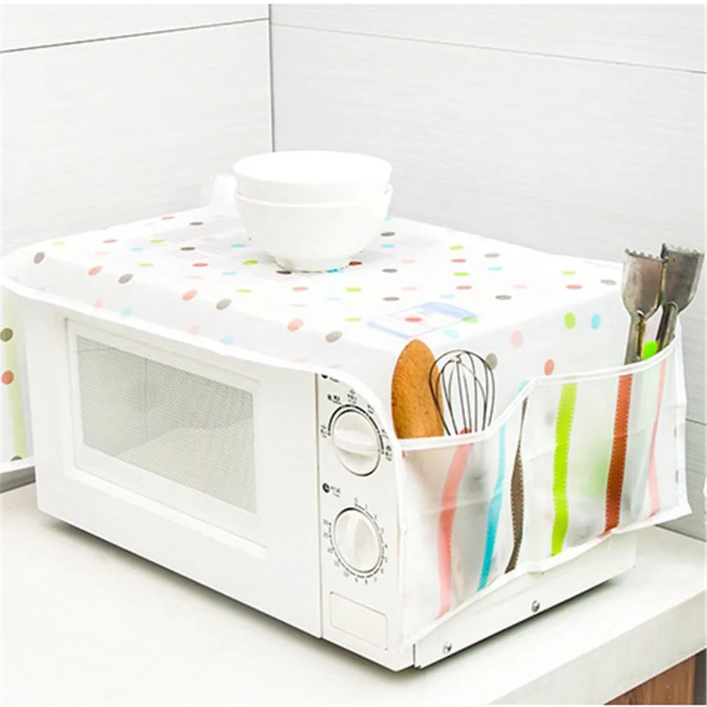 

Microwave Oven Cover Kitchen Oil Dust Waterproof Double Pockets Kitchen Accessories Supplies Home Decoration Dust Covers#3$
