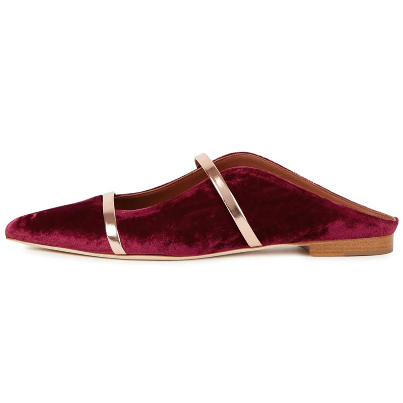 Kmeioo/ модная женская обувь, американский размер 5-15, Женская пикантная обувь на низком каблуке с острым носком, без шнуровки, туфли без задника, повседневная обувь - Цвет: Red Velvet