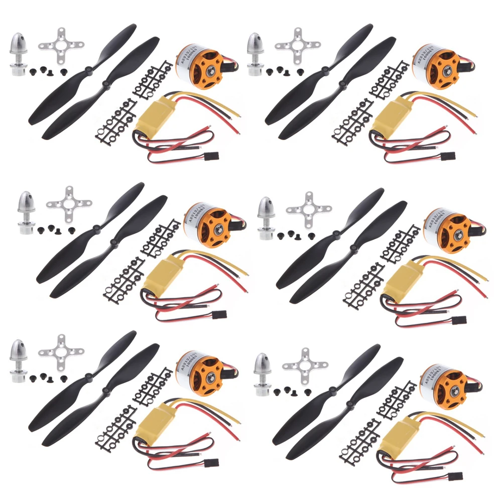 6 set/lote a2212 1000kv motor sem escova + 30a esc + 1045 hélice (1 par