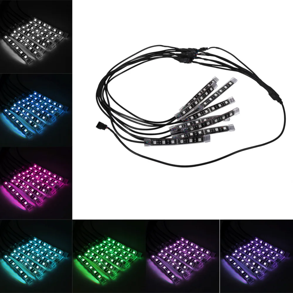 

8pcs Car Motorcycle Strip RGB LED Glow Light Kit Remote Control Multi Color