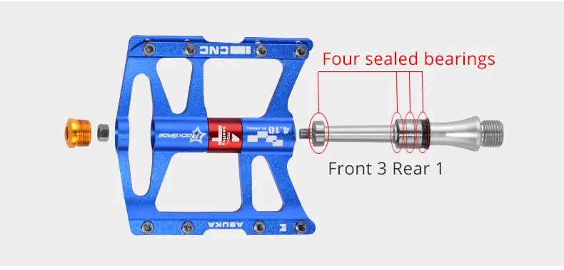ROCKBROS 4 подшипника велосипедные педали противоскользящие сверхлегкие ЧПУ MTB горный велосипед герметичный Подшипник педали велосипедные аксессуары