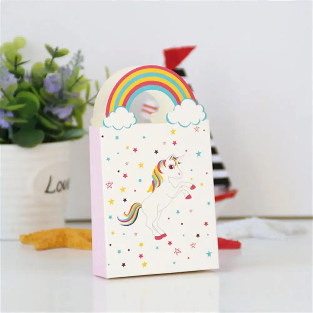 

Wholesale 10pcs Kraft Paper Unicorn Gift Bags Wrapping Supplies Bag Sweets Candy Packing Pouches as a gift for Party Decoration