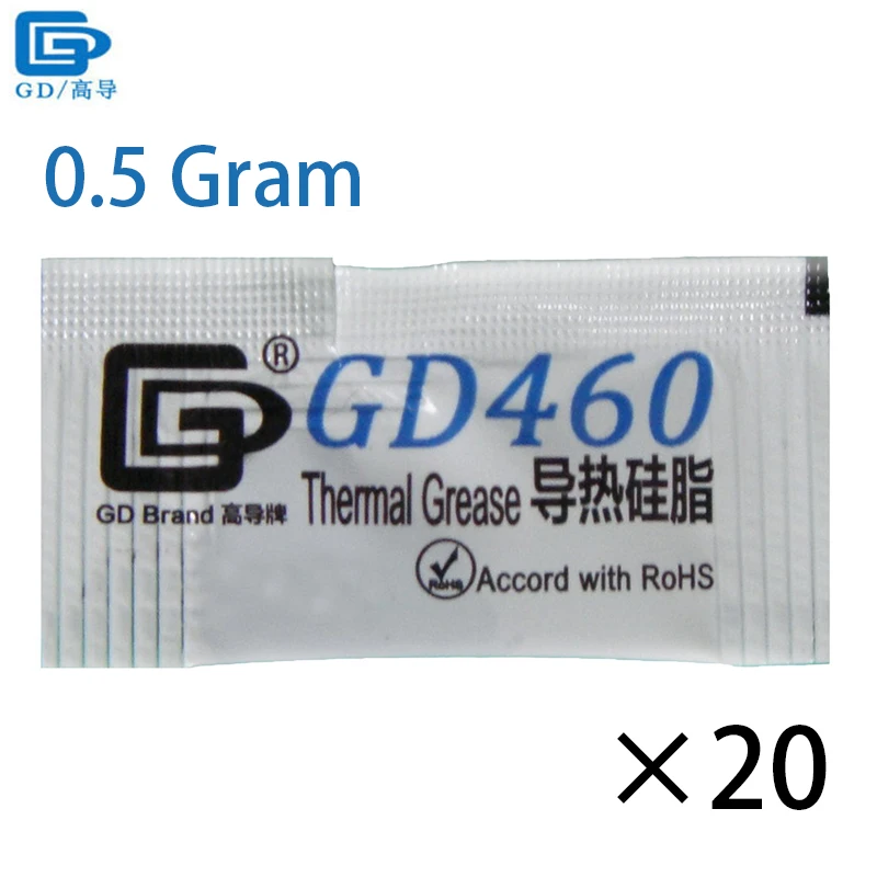 

GD460 Thermal Grease Paste Silicone Plaster Heat Sink Compound 20 Pieces Net Weight 0.5 Gram Silver For XBOX CPU MB05